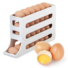 4 Tier Egg Storage Box Organizer for Refrigerator Rolling Egg Organizer Holder