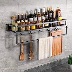 Multi-Functional Storage Rack With Rod Seasoning Rack Wall-Mounted Seasoning Storage Rack For Cooking Items